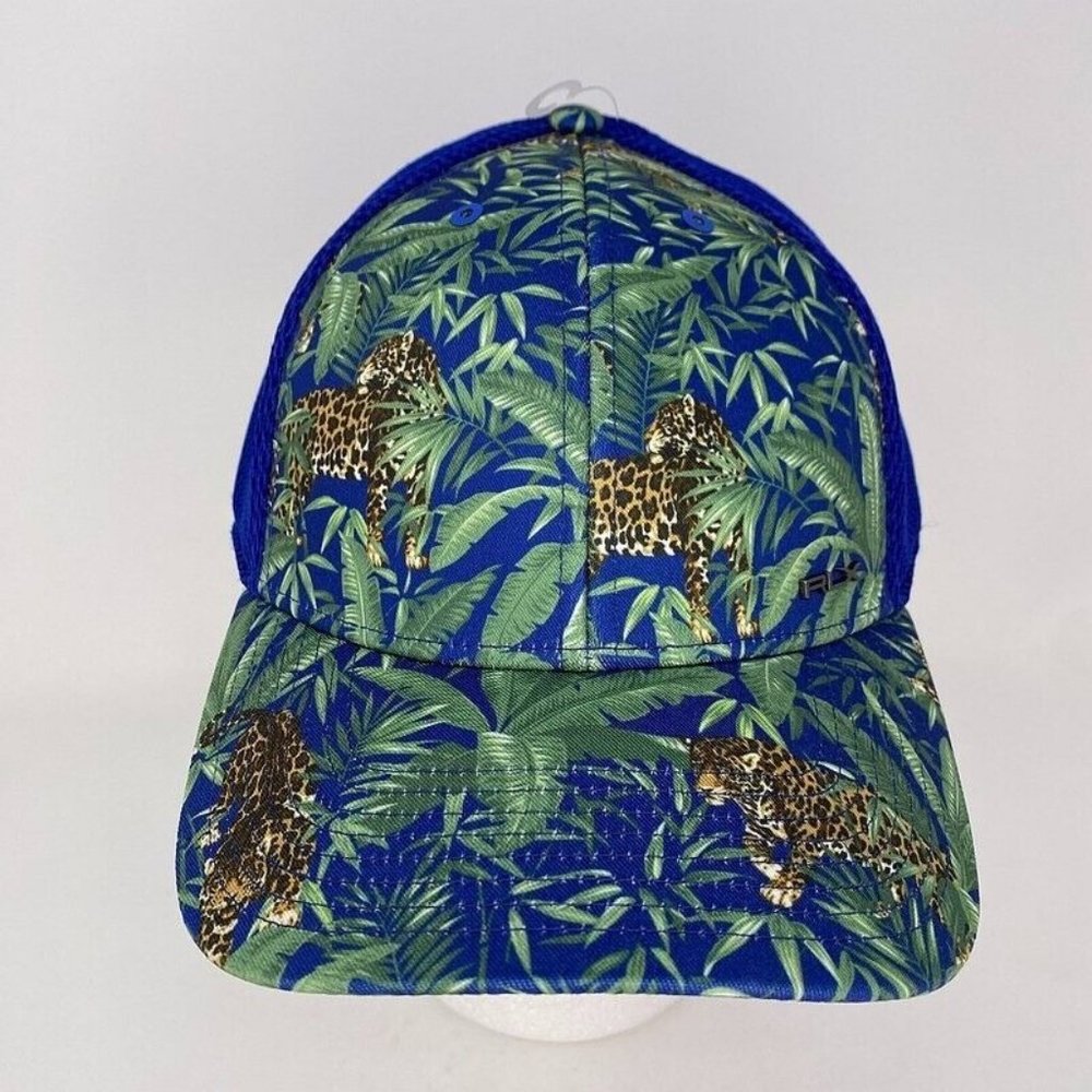 NWT RLX Golf Ralph Lauren Hat Fitted L/XL Flex Jungle Tiger Jaguar Camo Blue Men
